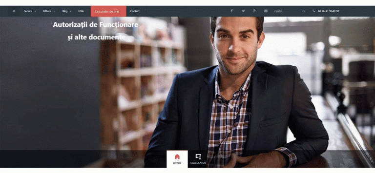 Extras din pagina JuristFirme.ro - animatie a headerului